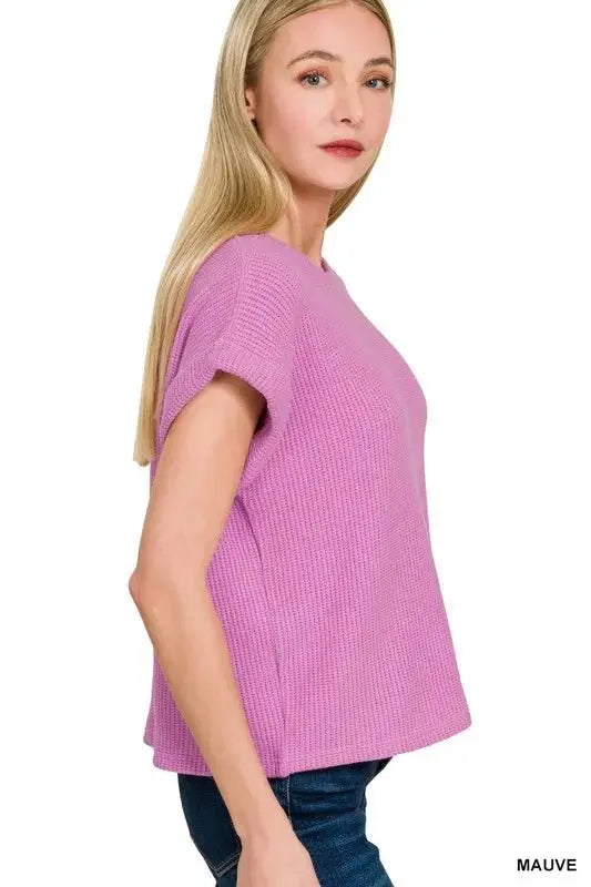 Zenana Rolled Sleeve Top and Pants Sweater Set - Love Salve