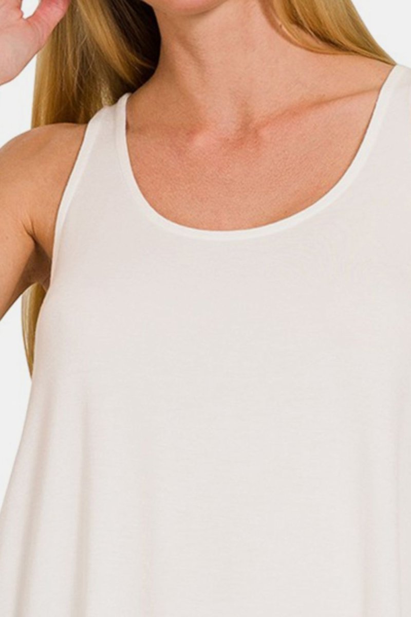 Zenana Round Neck Flowy Hem Tank for Casual Style - Love Salve 