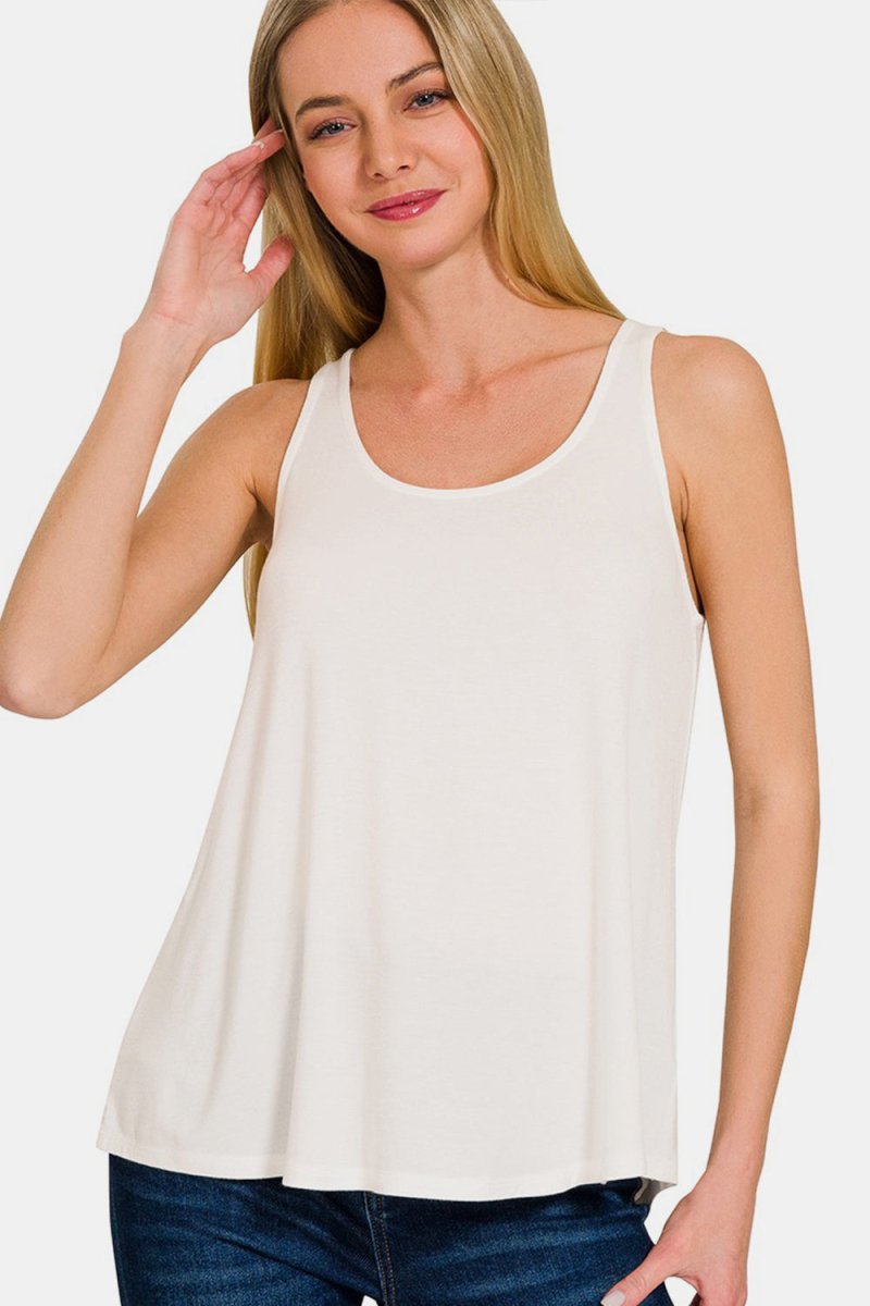 Zenana Round Neck Flowy Hem Tank for Casual Style - Love Salve 