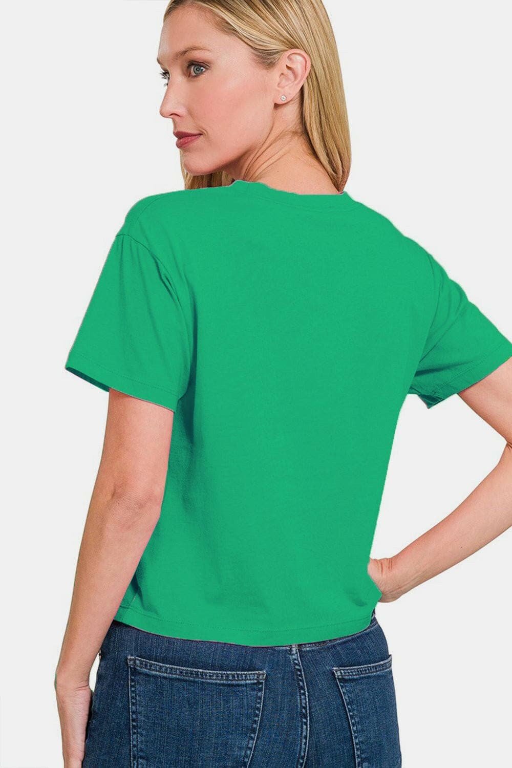 Zenana Round Neck Short Sleeve Cropped T-Shirt - Love Salve