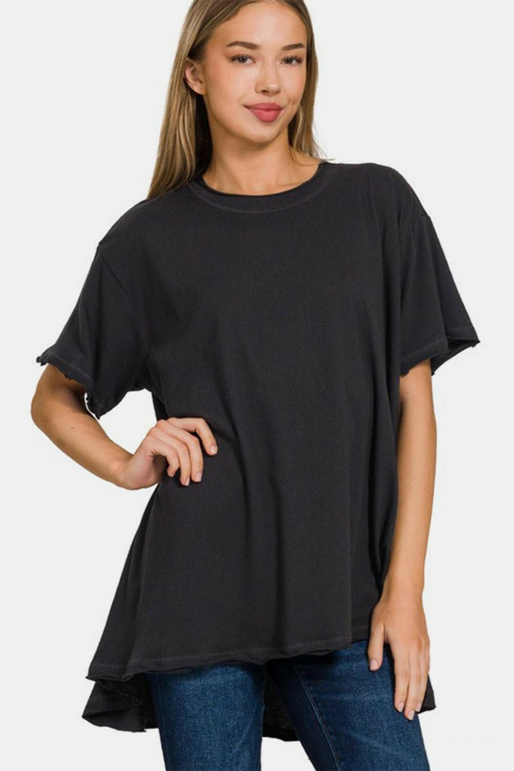 Zenana Round Neck Short Sleeve T-Shirt - Love Salve