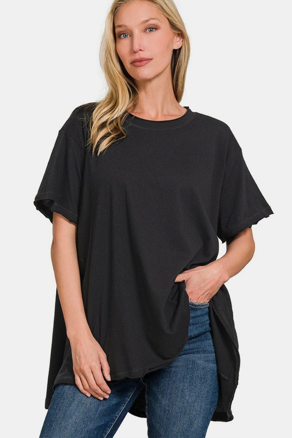 Zenana Round Neck Short Sleeve T-Shirt - Love Salve