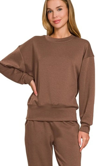 Zenana Scuba Crewneck Pullover & Joggers 2 Pieces Set - Love Salve