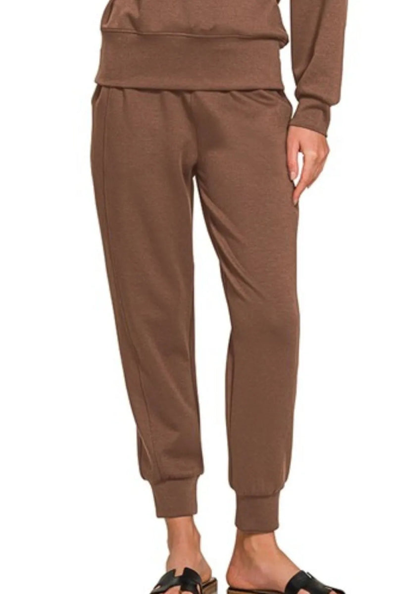 Zenana Scuba Crewneck Pullover & Joggers 2 Pieces Set - Love Salve