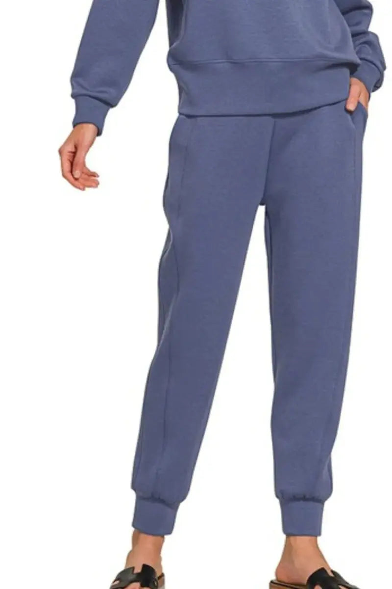 Zenana Scuba Crewneck Pullover & Joggers 2 Pieces Set - Love Salve