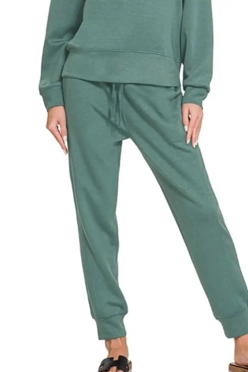 Zenana Scuba Crewneck Pullover & Joggers 2 Pieces Set - Love Salve