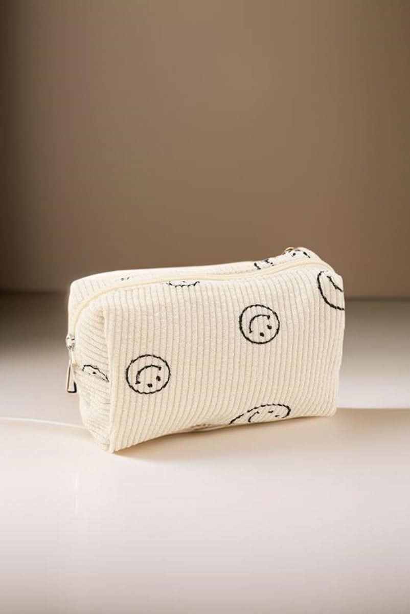 Zenana Smiley Face Corduroy Cosmetic Pouch - Love Salve 