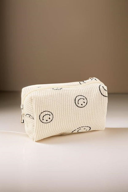 Zenana Smiley Face Corduroy Cosmetic Pouch - Love Salve 