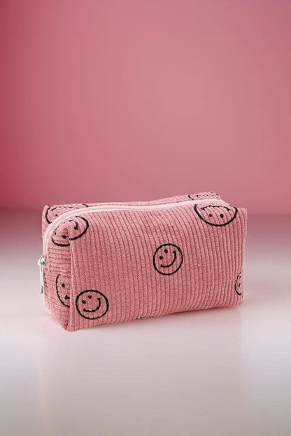 Zenana Smiley Face Corduroy Cosmetic Pouch - Love Salve 