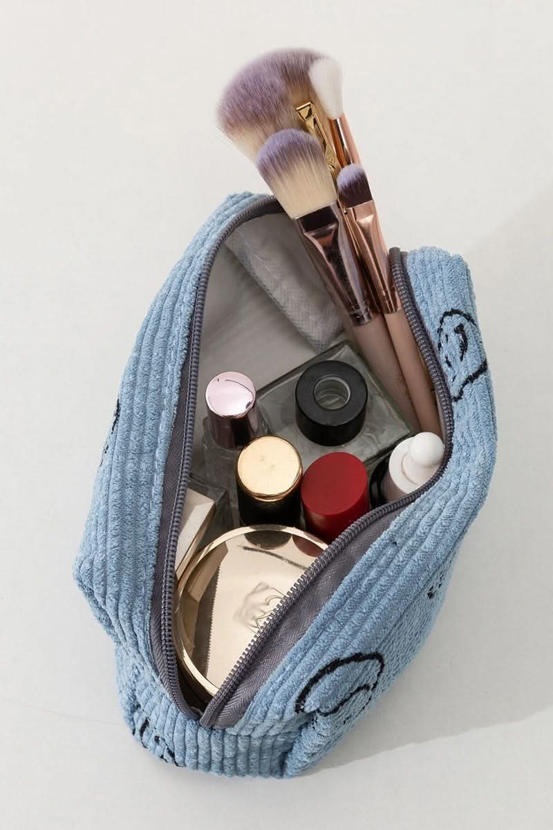 Zenana Smiley Face Corduroy Cosmetic Pouch - Love Salve 
