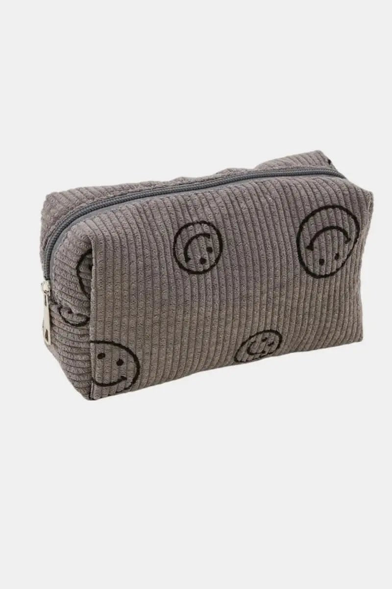 Zenana Smiley Face Corduroy Cosmetic Pouch - Love Salve 
