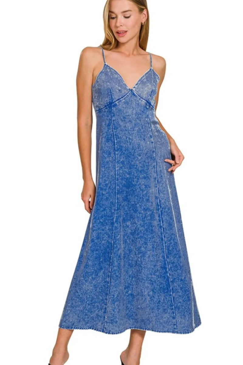 Zenana Tencel Mineral Washed Maxi Dress for All Occasions - Love Salve 