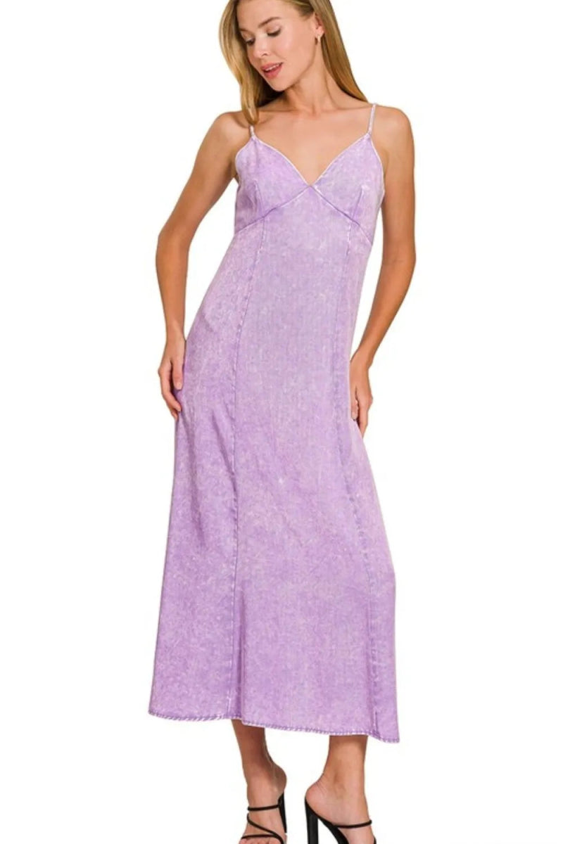 Zenana Tencel Mineral Washed Maxi Dress for Effortless Style - Love Salve 