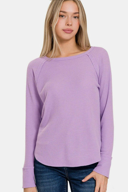 Zenana Waffle Long Sleeve T-Shirt - Love Salve