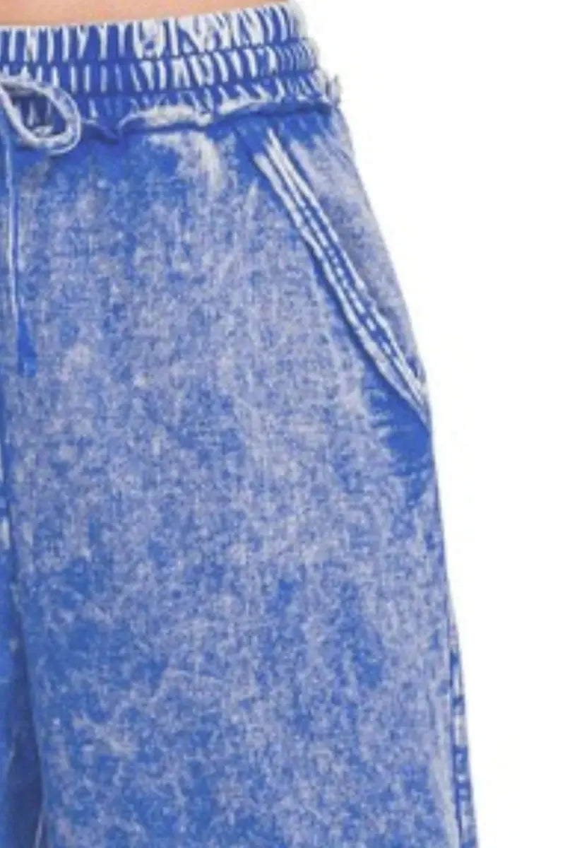 Zenana Washed French Terry Palazzo With Pockets for Women - Love Salve 