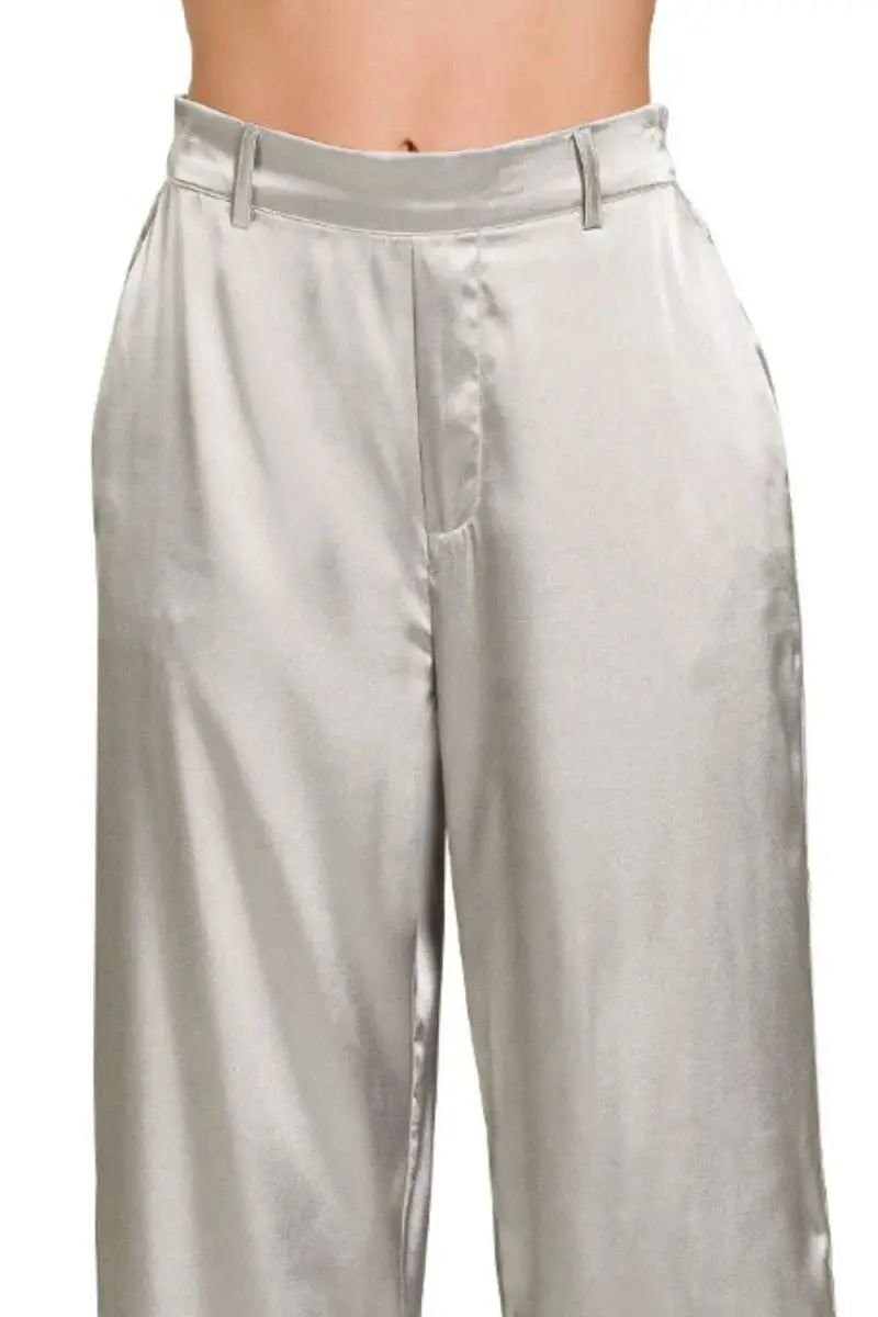 Zenana Wide-Leg Satin Pants for Elegant and Chic Style - Love Salve 