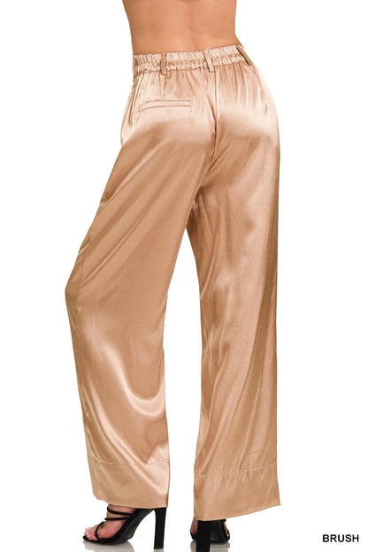 Zenana Wide-Leg Satin Pants for Elegant Everyday Style - Love Salve 