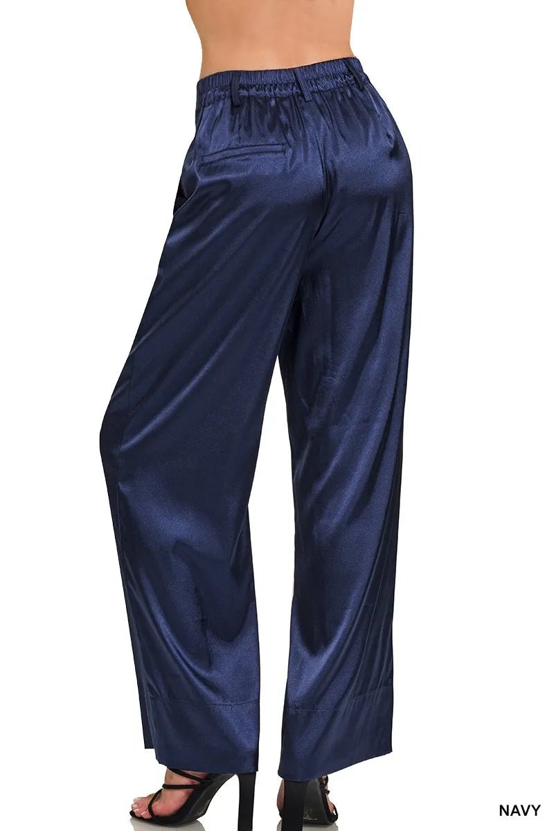 Zenana Wide-Leg Satin Pants for Elegant Everyday Style - Love Salve 