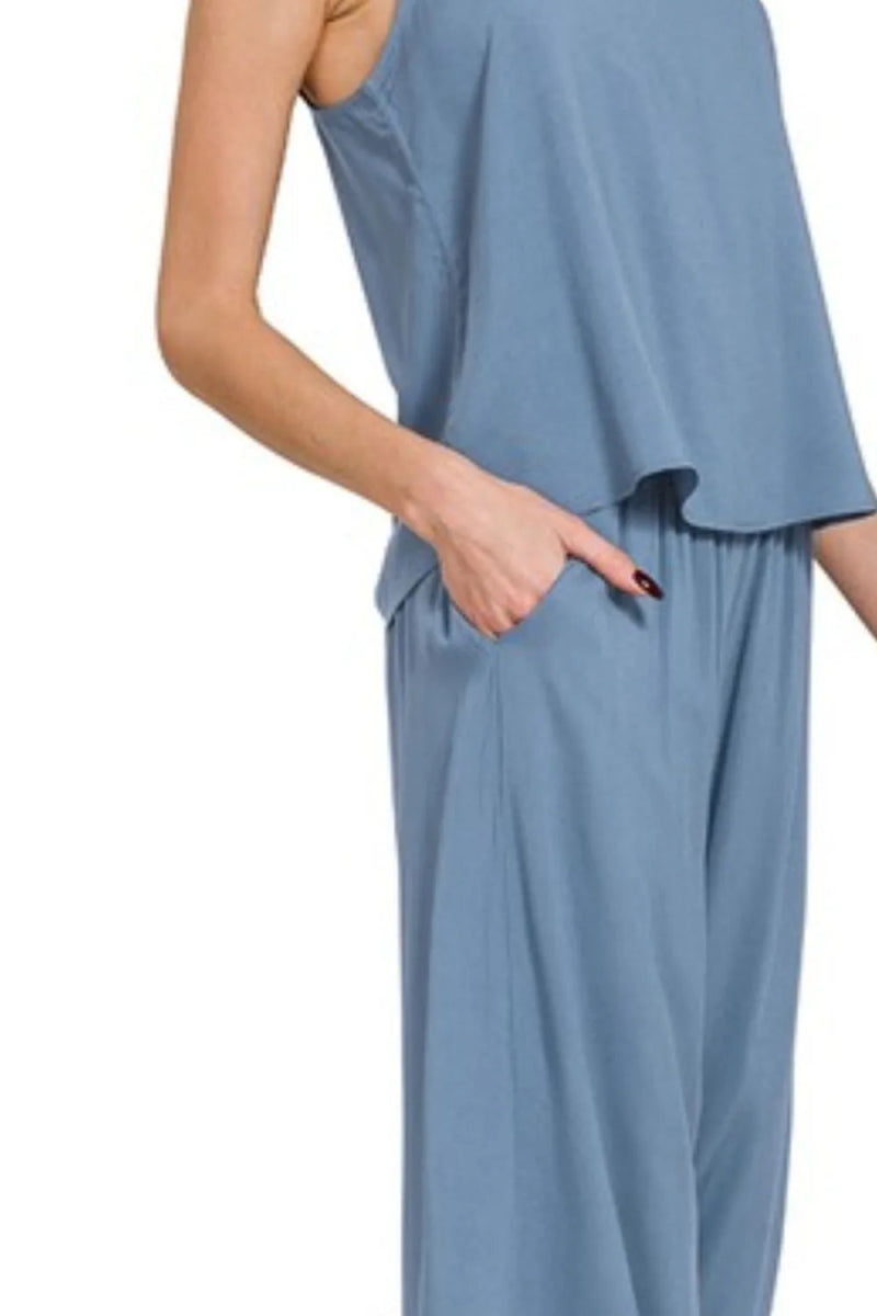 Zenana Woven Cami & Pants Set - Love Salve