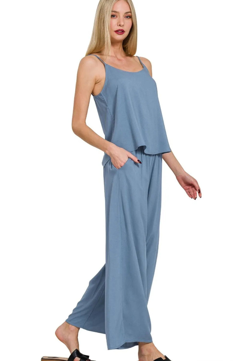 Zenana Woven Cami & Pants Set - Love Salve