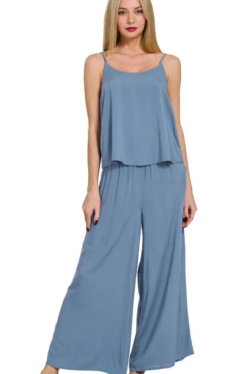 Zenana Woven Cami & Pants Set - Love Salve