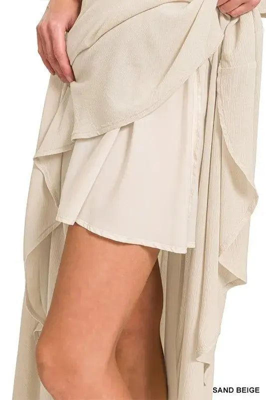 Zenana Woven Crinkle Gauze Crop Tee and Skirt Set - Love Salve