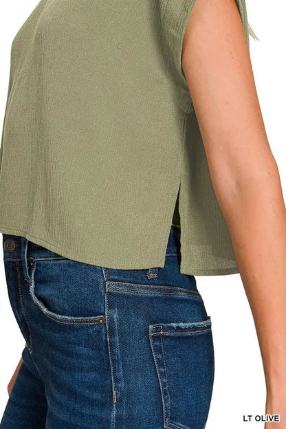 Zenana Woven Crinkle Gauze Crop Tee and Skirt Set - Love Salve