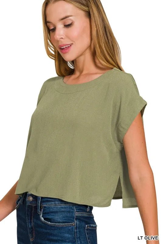 Zenana Woven Crinkle Gauze Crop Tee and Skirt Set - Love Salve