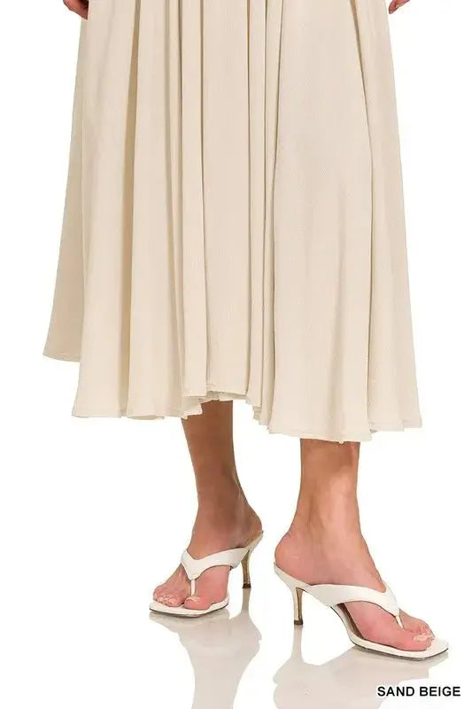 Zenana Woven Crinkle Gauze Crop Tee and Skirt Set - Love Salve