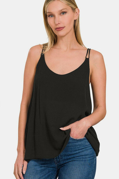 Elevate Your Style with the Zenana V-Neck Woven CamiElevate Your Style with the Zenana V-Neck Woven Cami
 Revolutionize your wardrobe with the Zenana V-Neck Woven Cami, an essential piece that makes a bold fashion staLove Salve -Neck Woven Camiusa