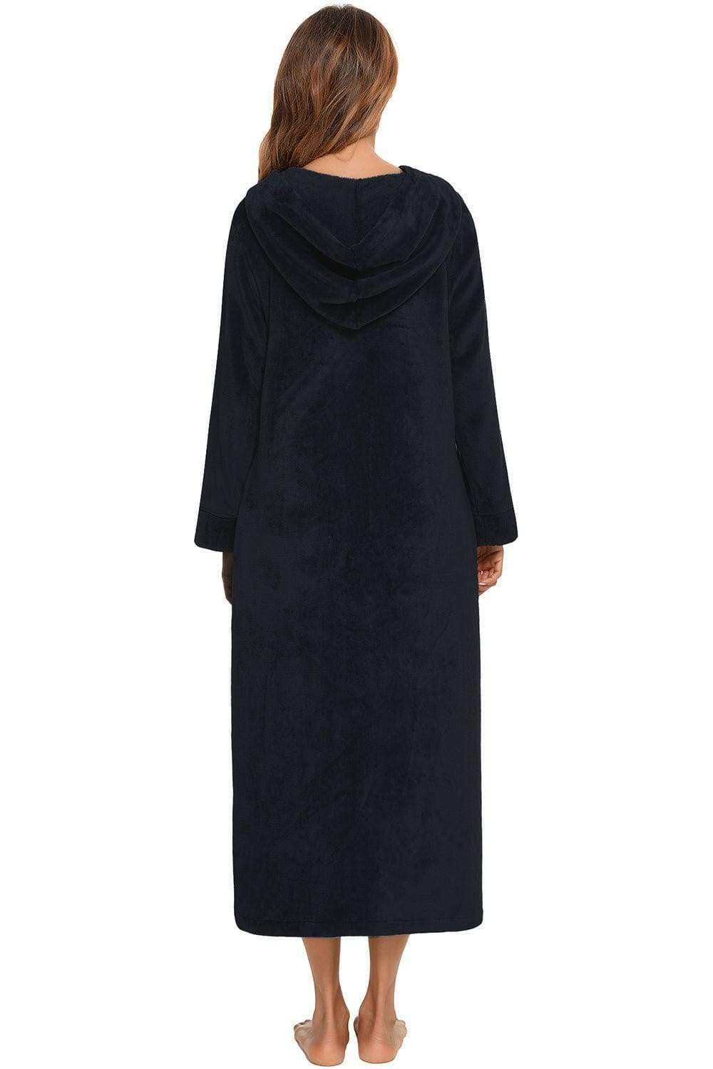 Zip Front Hooded Night Dress with Pockets - Love Salve