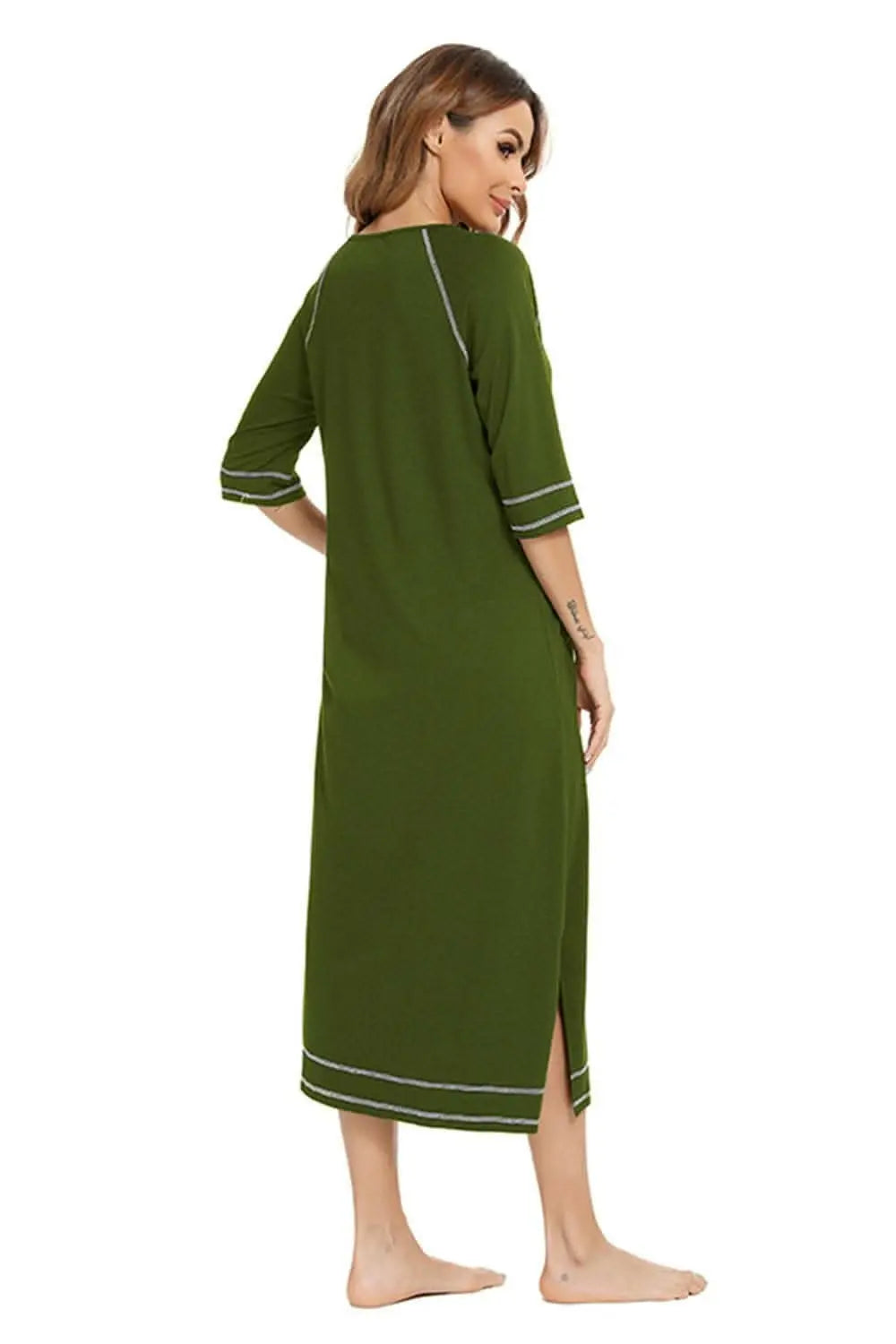 Elegant zip night dress with pockets - Love Salve 