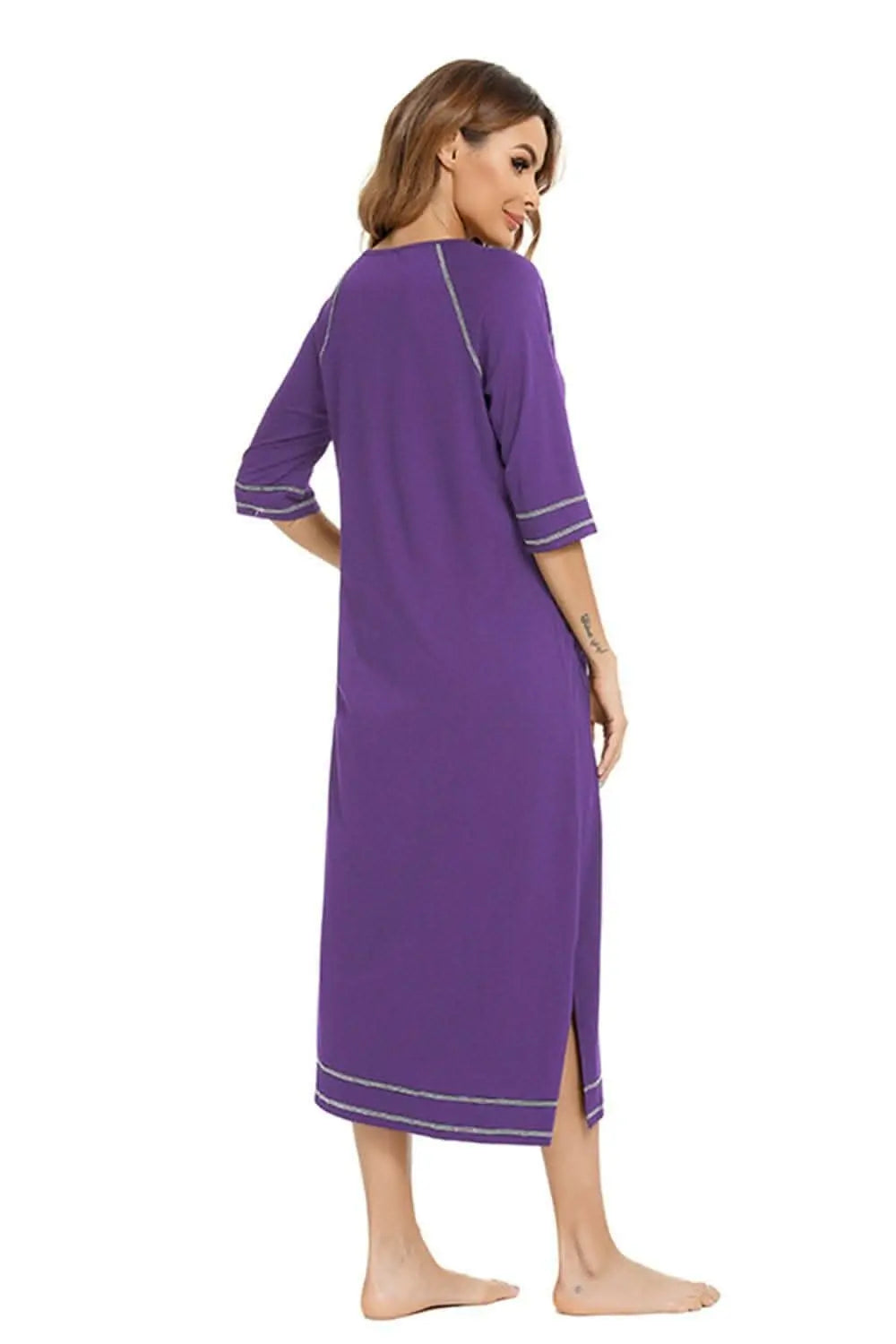 Elegant zip night dress with pockets - Love Salve 