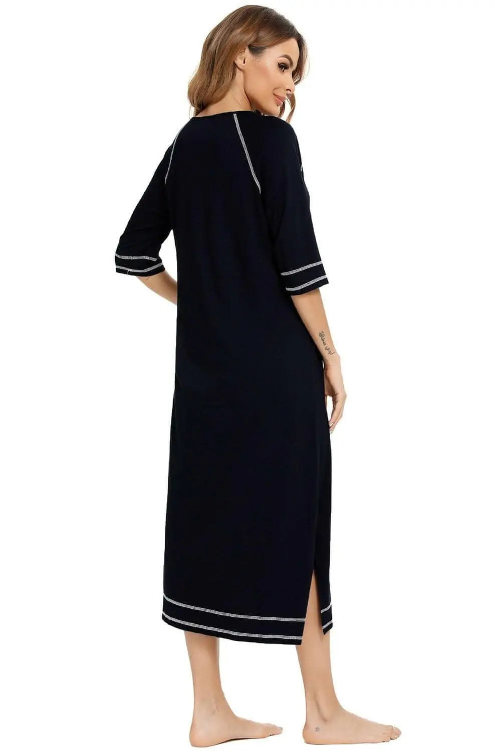 Elegant zip night dress with pockets - Love Salve 
