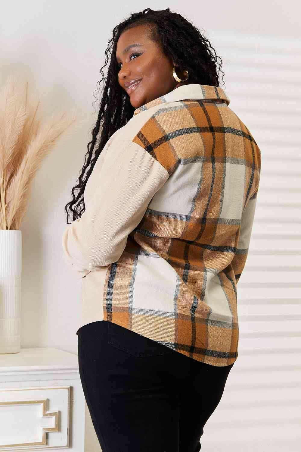 Plaid dropped shoulder shirt - chic style - Love Salve 