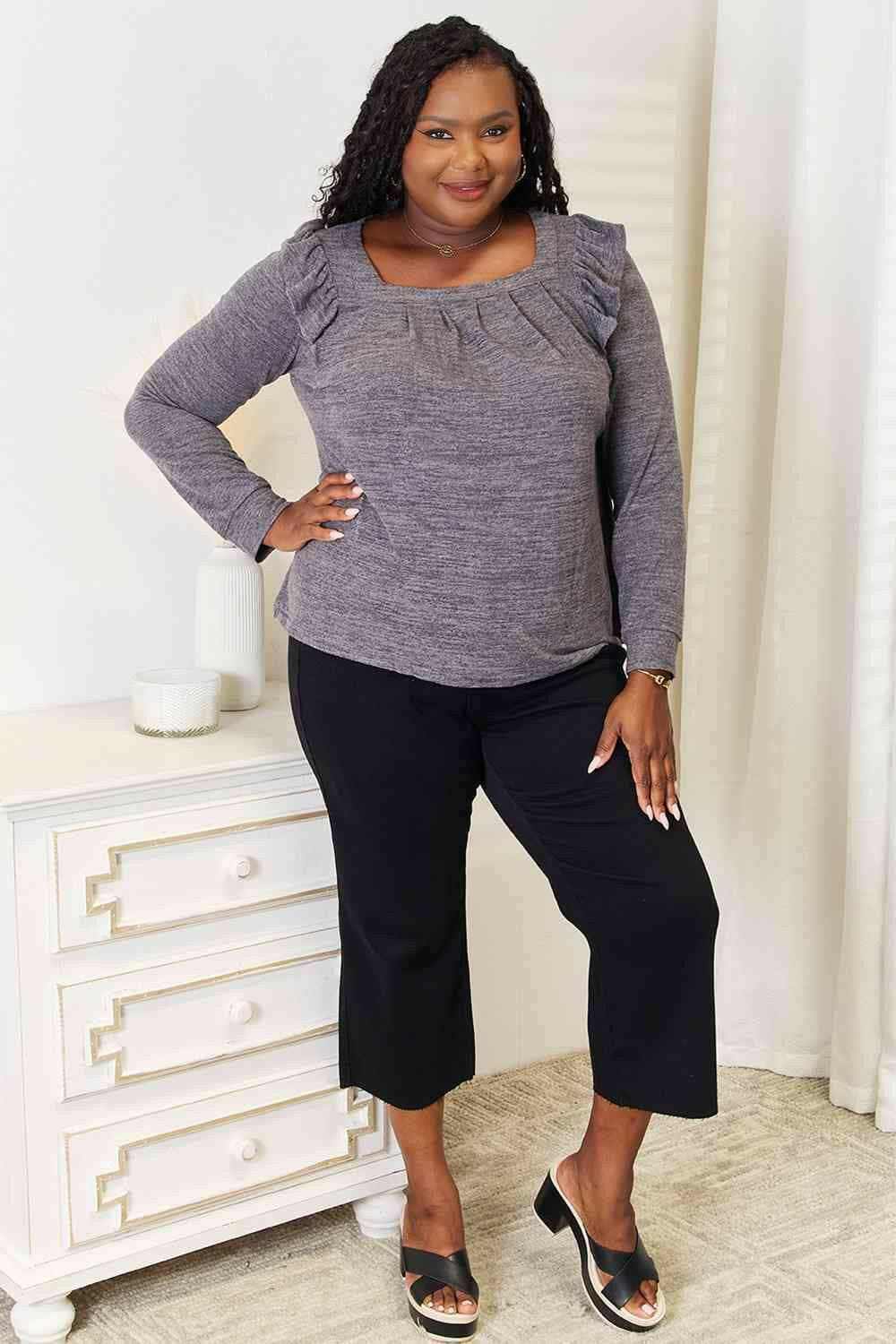 Elegant sheer blouse - ruffled accents - Love Salve 