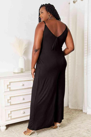 Flattering Rayon Spaghetti Strap Wide Leg Jumpsuit - Love Salve