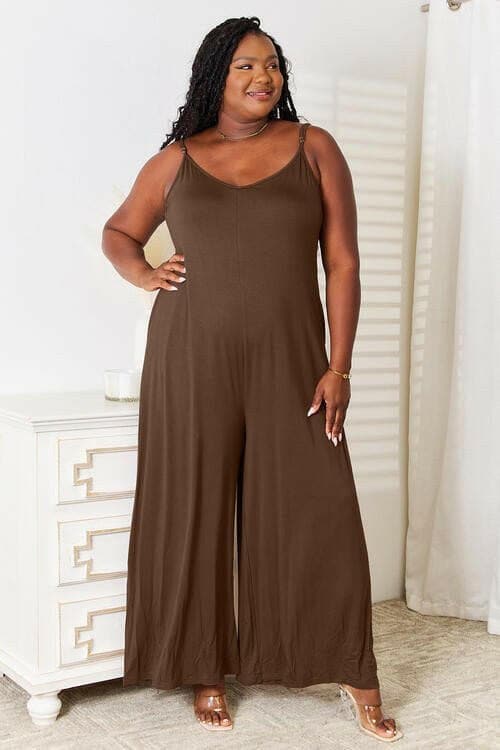 Flattering Rayon Spaghetti Strap Wide Leg Jumpsuit - Love Salve