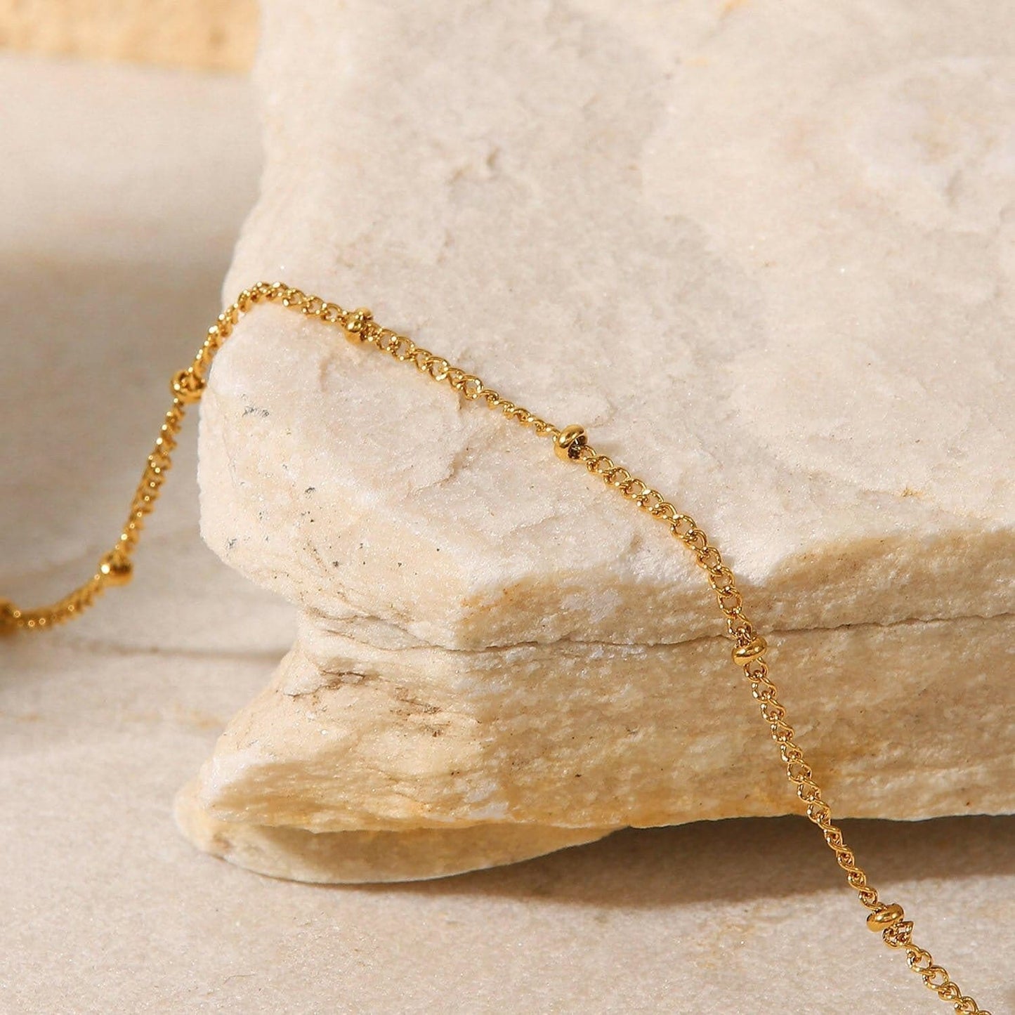 Gold-Plated Stainless Steel Bead Anklet - Love Salve