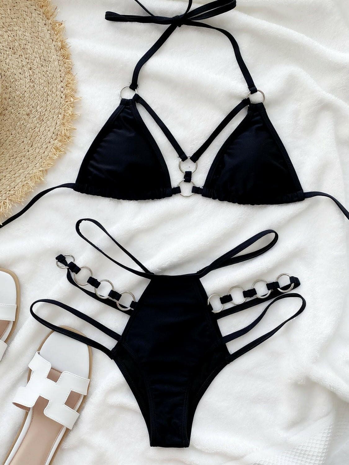 Halter Neck Cutout Bikini Set - Love Salve