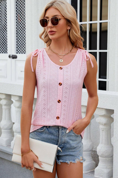 Lace Detail Sleeveless Round Neck Tank Top - Love Salve