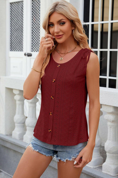 Lace Detail Sleeveless Round Neck Tank Top - Love Salve