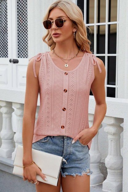 Lace Detail Sleeveless Round Neck Tank Top - Love Salve