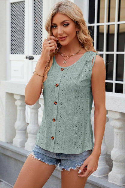 Lace Detail Sleeveless Round Neck Tank Top - Love Salve