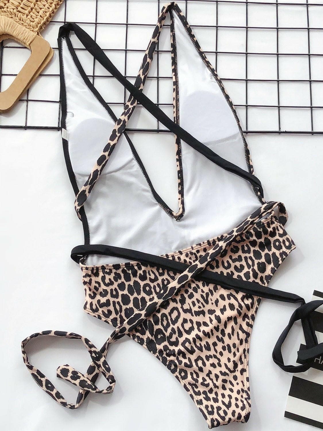 Leopard Print Tied One-Piece Swimsuit - Love Salve