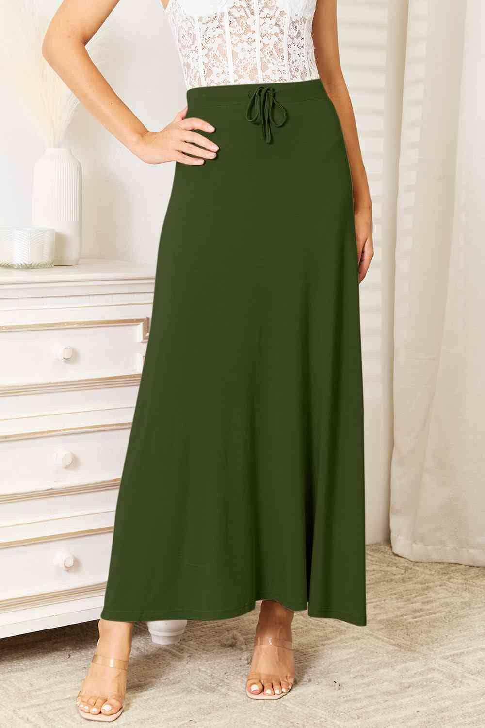 Maxi Skirt with Adjustable Drawstring Waist - Love Salve