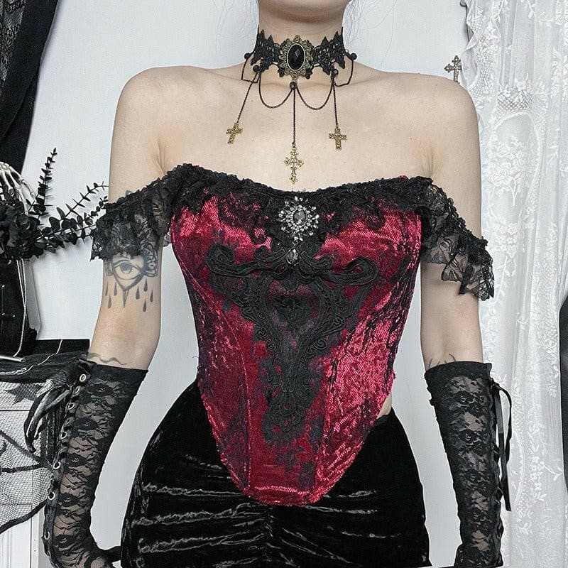 New belted patchwork camisole dark temperament slim fit and versatile lace top for women - Love Salve