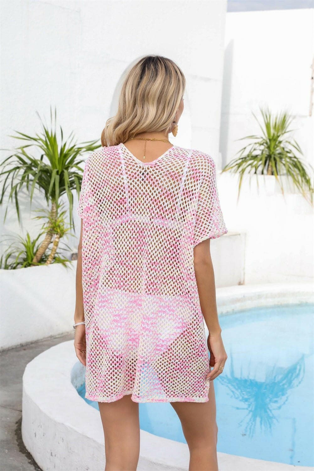 Sheer V-Neck Beach Cover-Up with Exquisite DetailSheer V-Neck Beach Cover-Up with Exquisite Detail
 Step into Beach Chic sophistication with our Sheer V-Neck Cover-Up
 Main Features:
 
 
Elevated Design: Stand out Love Salve -Neck Beach Cover-Apparel