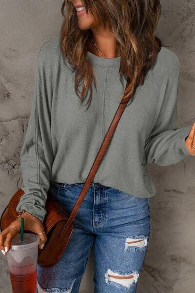 Versatile Round Neck Long Sleeve T-Shirt with Stretchy Fit - Love Salve