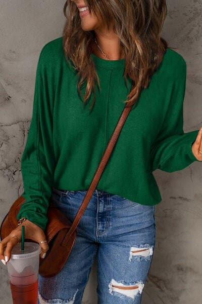 Versatile Round Neck Long Sleeve T-Shirt with Stretchy Fit - Love Salve